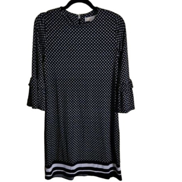 Michael Michael Kors Black White Floral Dot Border Sheath Dress Size XS - Picture 1 of 6